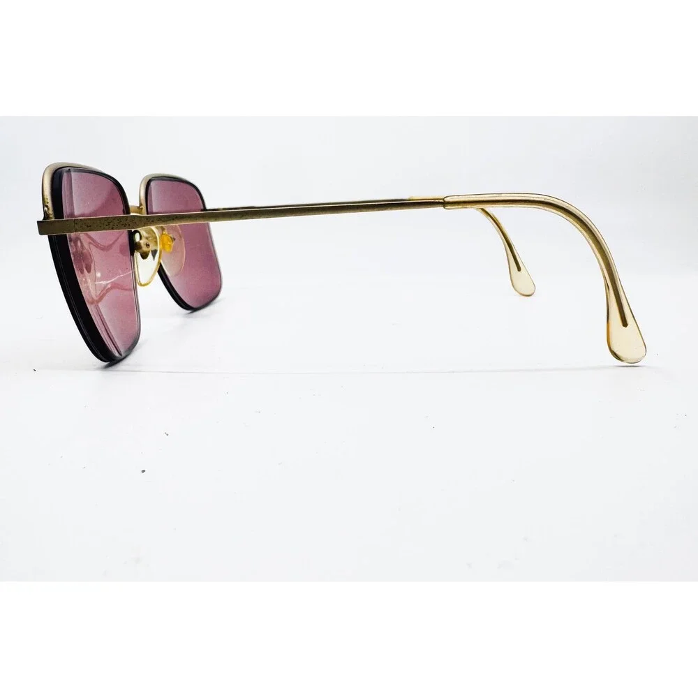 Adensco Aero 4 Sunglasses Frames Mens Gold Purple Tint Square Italy 140 5128